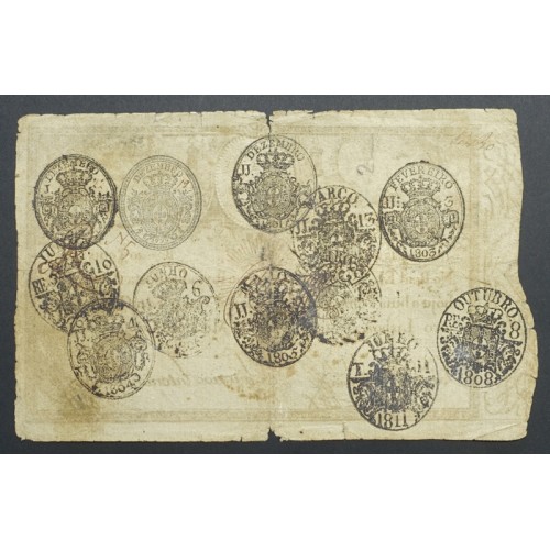 APÓLICE REAL ERÁRIO - 20$000 REIS 1798 - DATA IMPRESSA - COM CARIMBO DE D.PEDRO IV 1826 ( CIRCULADA )