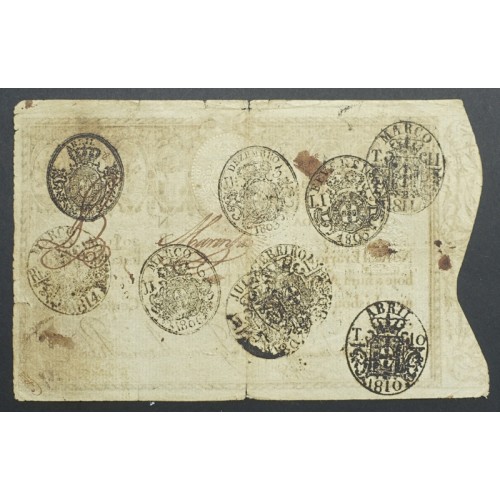 APÓLICE REAL ERÁRIO - 20$000 REIS 1799 - DATA MANUSCRITA - COM CARIMBO DE D.PEDRO IV 1826 ( POUCO CIRCULADA )