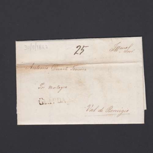 Carta Pré-Filatélica circulada de Guarda para Vale Remigio datada 30-08-1847