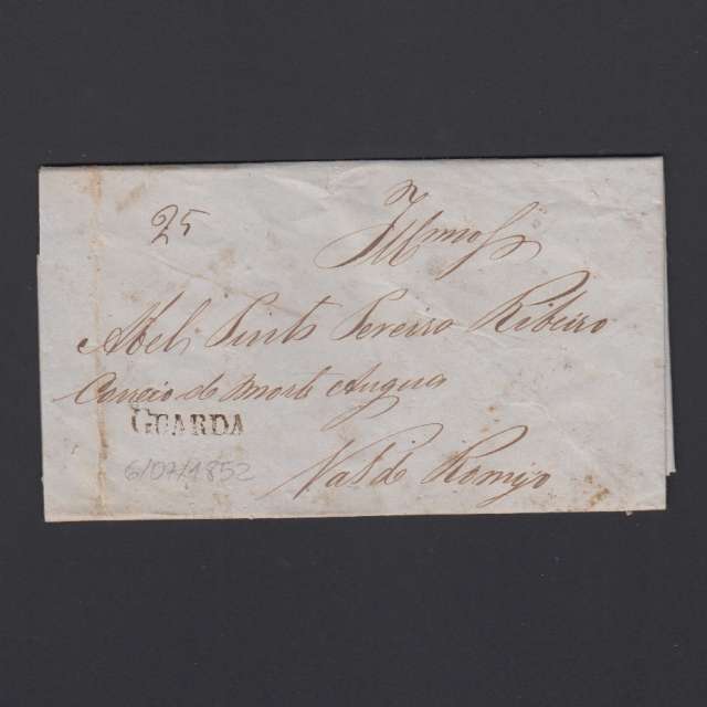 Carta Pré-Filatélica circulada de Guarda para Vale Remigio datada 06-07-1852