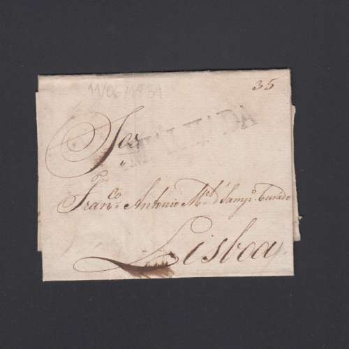 Carta Pré-Filatélica circulada de Mialhada (Mealhada) para Lisboa datada 11-06-1831