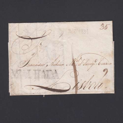 Carta Pré-Filatélica circulada de Mialhada (Mealhada) para Lisboa datada 03-08-1831