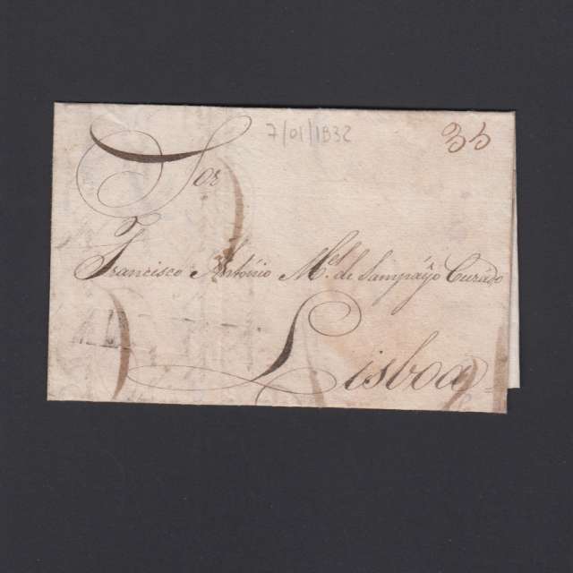 Carta Pré-Filatélica circulada de Mialhada (Mealhada) para Lisboa datada 07-01-1832