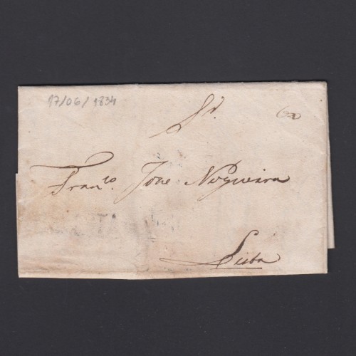 Carta Pré-Filatélica circulada de Mialhada (Mealhada) para Lisboa datada 17-06-1834