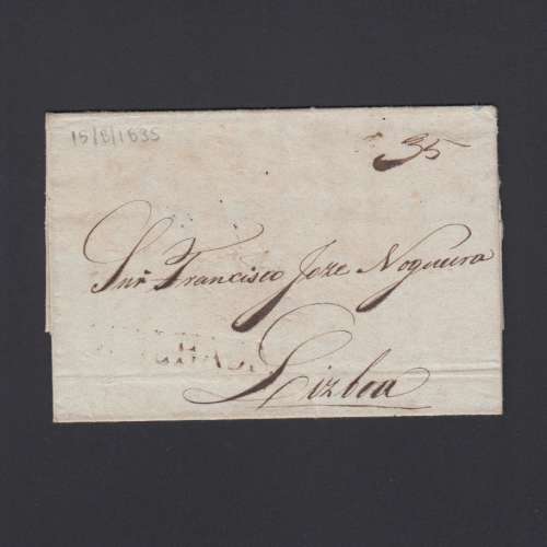 Carta Pré-Filatélica circulada de Mialhada (Mealhada) para Lisboa datada 15-08-1835