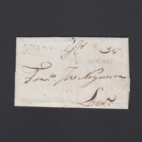 Carta Pré-Filatélica circulada de Mialhada (Mealhada) para Lisboa datada 18-08-1835