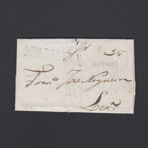 Carta Pré-Filatélica circulada de Mialhada (Mealhada) para Lisboa datada 18-08-1835