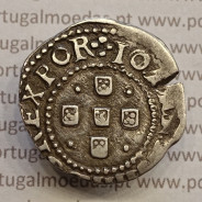MOEDA DE MEIO TOSTÃO EM PRATA 1640-1656 (NÃO CATALOGADA NO A. GOMES) D. JOÃO IV - CRUZ CANTONADA E CERCADA POR PONTOS.
