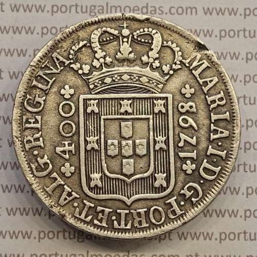 CRUZADO NOVO PRATA (480 RÉIS) 1798 COROA ALTA DIADEMA LOZANGO 4 PONTOS - COM VARIANTES NÃO CLASSIFICADAS - D. MARIA I