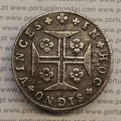 CRUZADO NOVO PRATA (480 RÉIS) 1795 COROA BAIXA DIADEMA LOZANGO 2 PONTOS - COM ALGARISMOS DATA PEQUENOS