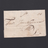 Carta Pré-Filatélica circulada de Mialhada (Mealhada) para Lisboa datada 01-09-1835