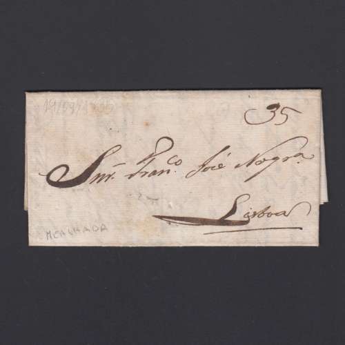 Carta Pré-Filatélica circulada de Mialhada (Mealhada) para Lisboa datada 19-09-1835