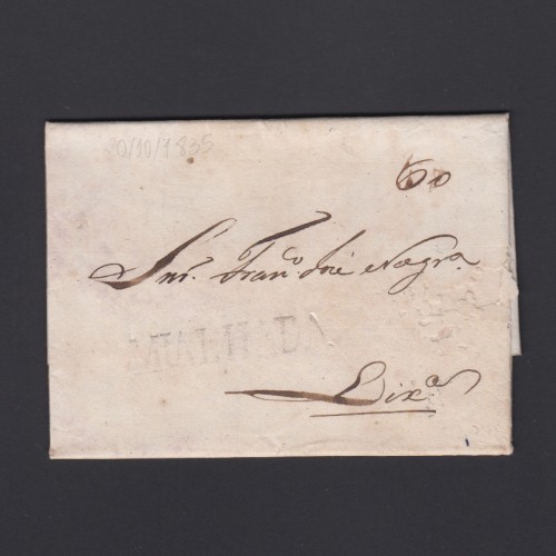 Carta Pré-Filatélica circulada de Mialhada (Mealhada) para Lisboa datada 20-10-1835