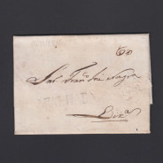 Carta Pré-Filatélica circulada de Mialhada (Mealhada) para Lisboa datada 20-10-1835