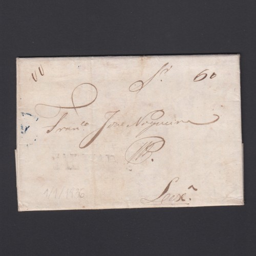 Carta Pré-Filatélica circulada de Mialhada (Mealhada) para Lisboa datada 01-01-1836