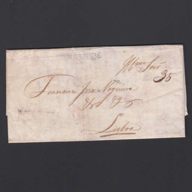 Carta Pré-Filatélica circulada de Mialhada (Mealhada) para Lisboa datada 11-03-1836