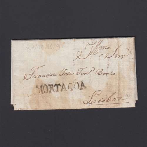 Carta Pré-Filatélica circulada de Mortágua para Lisboa datada 27-03-1829