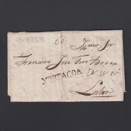 Carta Pré-Filatélica circulada de Mortágua para Lisboa datada 25-10-1829