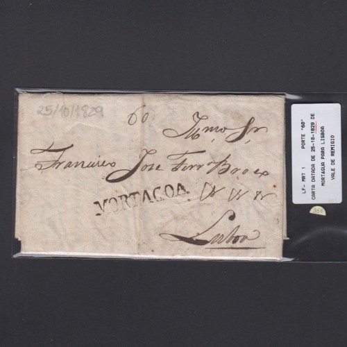 Carta Pré-Filatélica circulada de Mortágua para Lisboa datada 25-10-1829