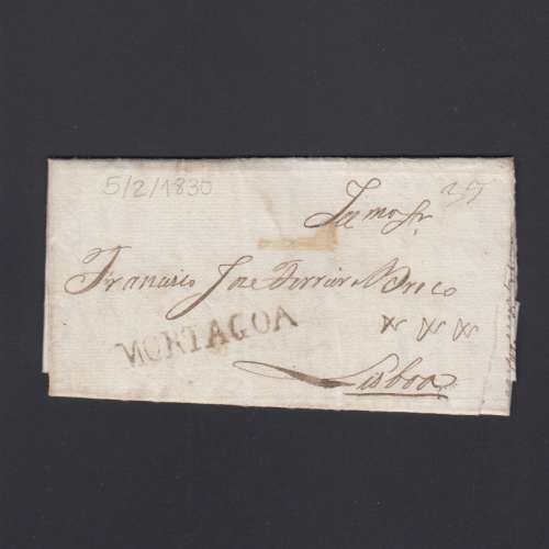 Carta Pré-Filatélica circulada de Mortágua para Lisboa datada 05-02-1830