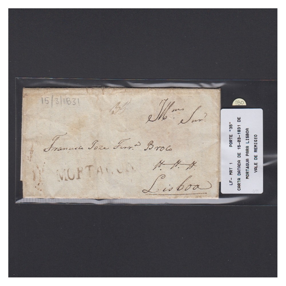 Carta Pré-Filatélica circulada de Mortágua para Lisboa datada 15-03-1831