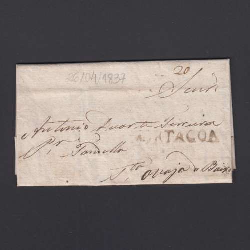 Carta Pré-Filatélica circulada de Mortágua para Granja Baixo datada 26-04-1837