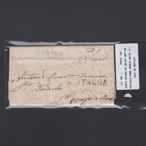 Carta Pré-Filatélica circulada de Mortágua para Granja Baixo datada 26-04-1837