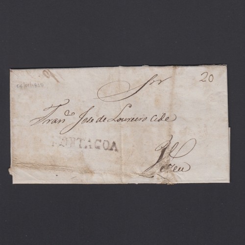 Carta Pré-Filatélica circulada de Mortágua para Viseu datada 06-01-1838