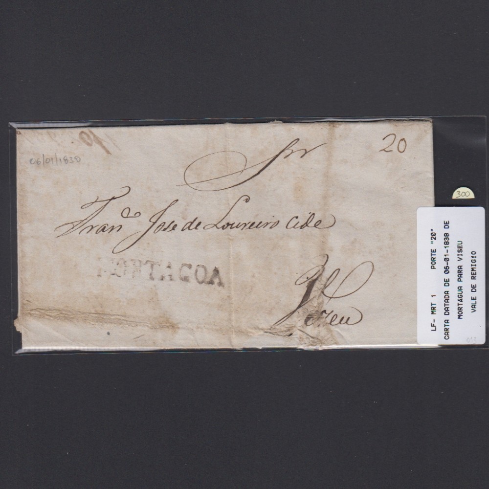 Carta Pré-Filatélica circulada de Mortágua para Viseu datada 06-01-1838