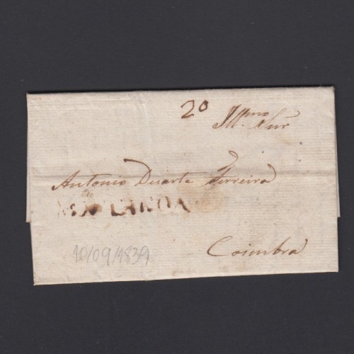 Carta Pré-Filatélica circulada de Mortágua para Coimbra datada 10-09-1839