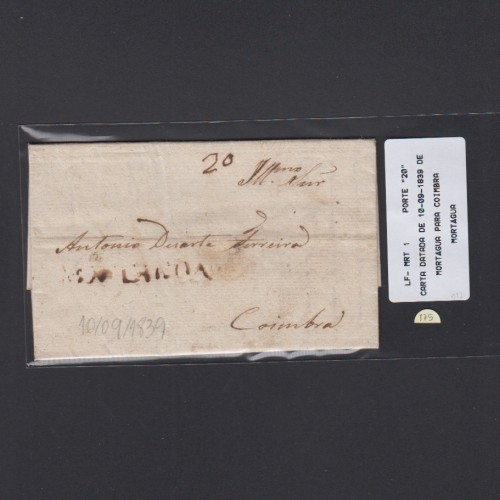 Carta Pré-Filatélica circulada de Mortágua para Coimbra datada 10-09-1839