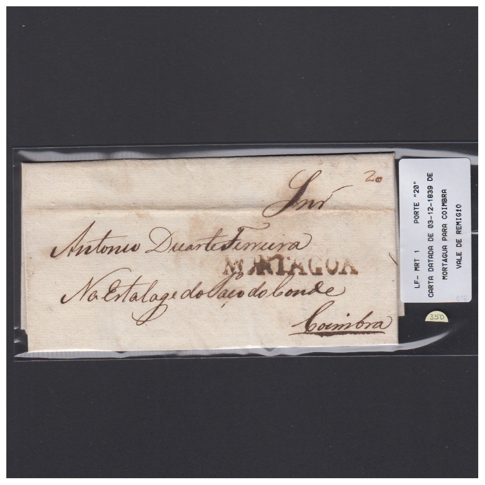 Carta Pré-Filatélica circulada de Mortágua para Coimbra datada 10-09-1839