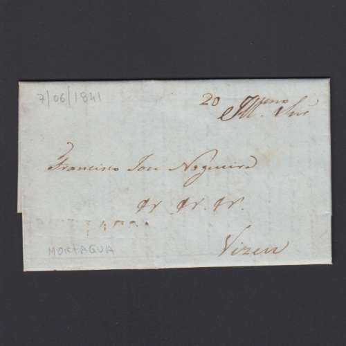 Carta Pré-Filatélica circulada de Mortágua para Viseu datada 07-06-1841