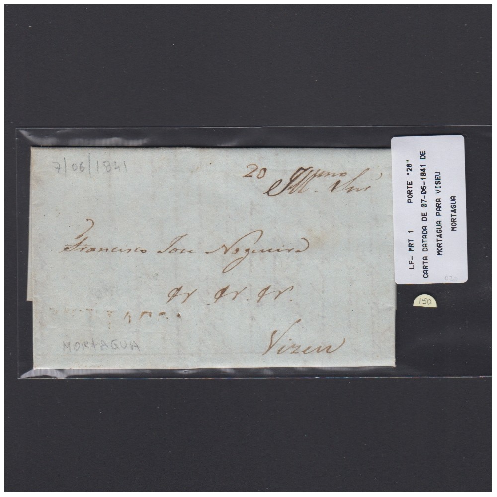 Carta Pré-Filatélica circulada de Mortágua para Viseu datada 07-06-1841