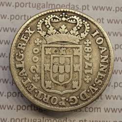 MOEDA DE 12 VINTÉNS (240 RÉIS) 1748 (MBC) COROA COM ARCOS SIMPLES - D. JOÃO V