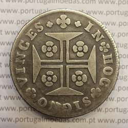 Cruzado Novo Prata 1750 D. João V, 480 Réis, Coroa de 4 arcos sem pedúnculos, sem perola a terminar os arcos, World Coins KM179