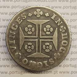Cruzado Novo Prata 1750 D. João V, 480 Réis, Coroa de 4 arcos sem pedúnculos, sem perola a terminar os arcos, World Coins KM179