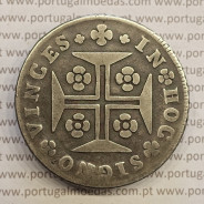 Cruzado Novo Prata 1750 D. João V, 480 Réis, Coroa de 4 arcos sem pedúnculos, sem perola a terminar os arcos, World Coins KM179