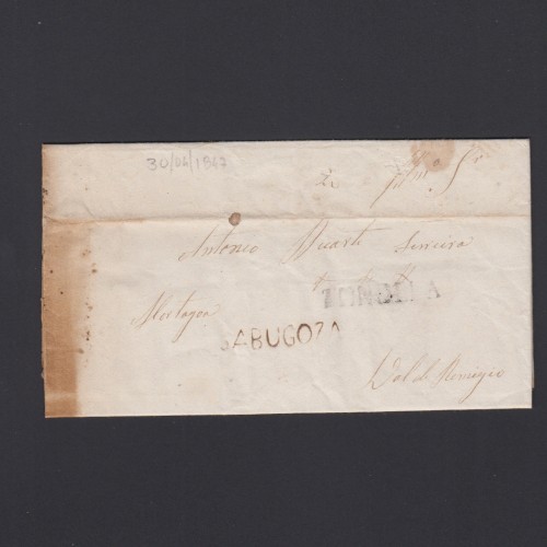 Pré-Filatélica circulada de Sabugoza para Lisboa datada 30-04-1847