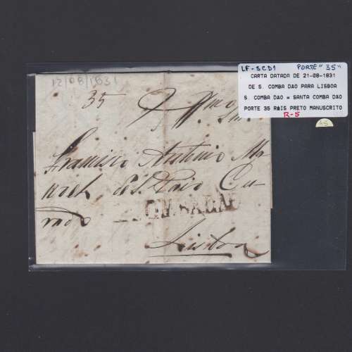 Pré-Filatélica circulada de S. Comba Dão para Lisboa datada 21-08-1831
