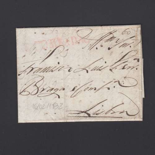 Pré-Filatélica circulada de S. Comba Dão para Lisboa datada 16-02-1832