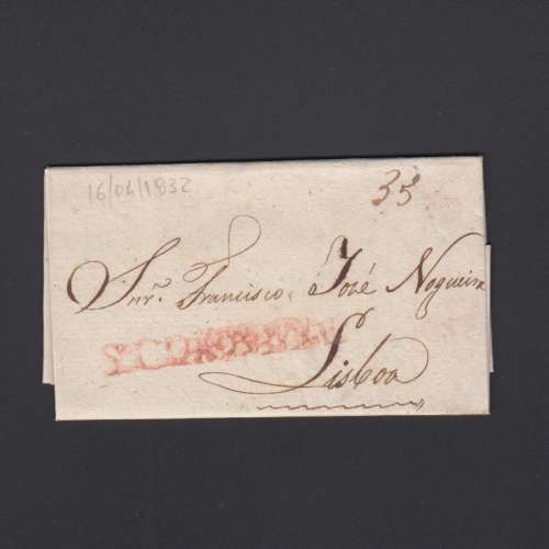 Pré-Filatélica circulada de S. Comba Dão para Lisboa datada 16-04-1832