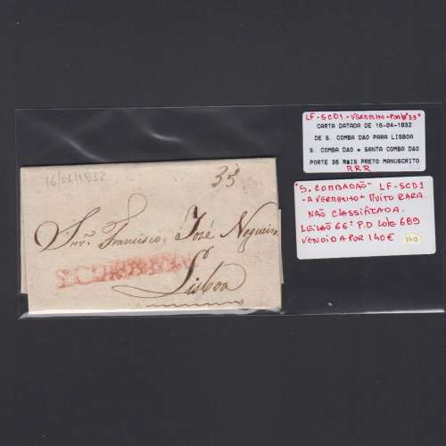 Pré-Filatélica circulada de S. Comba Dão para Lisboa datada 16-04-1832