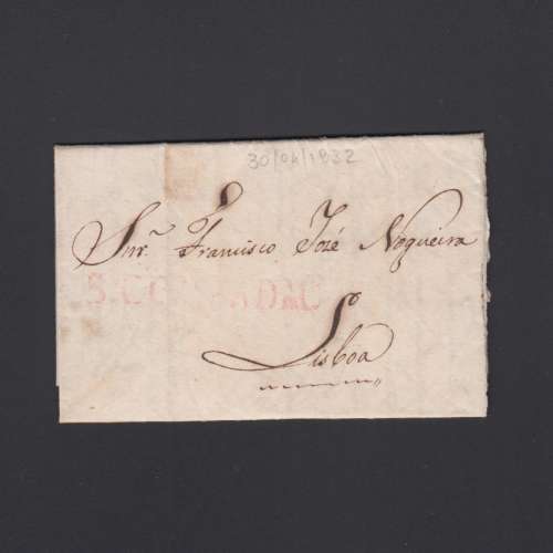 Pré-Filatélica circulada de S. Comba Dão para Lisboa datada 30-04-1832