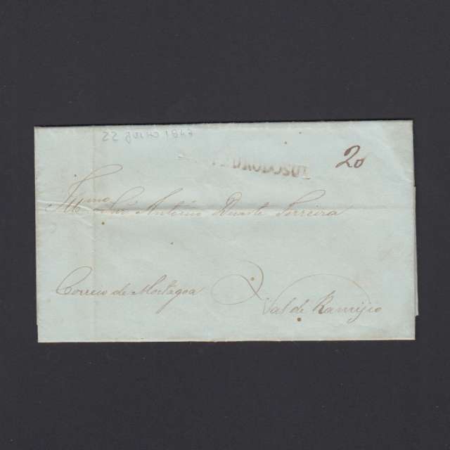 Pré-Filatélica circulada de S. Pedro do Sul para Vale Remigio datada 22-07-1847