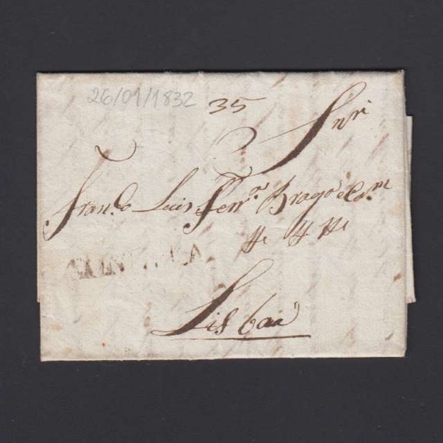 Pré-Filatélica circulada de Tondela para Lisboa datada 26-01-1832