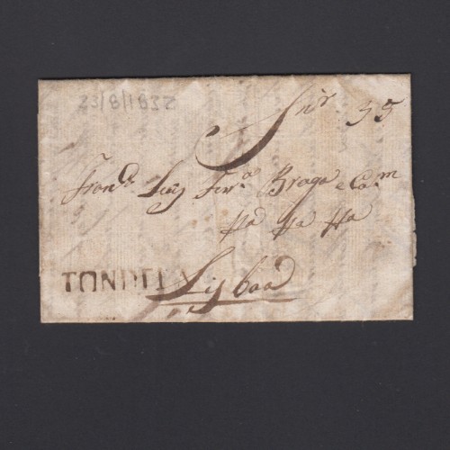 Pré-Filatélica circulada de Tondela para Lisboa datada 23-08-1832