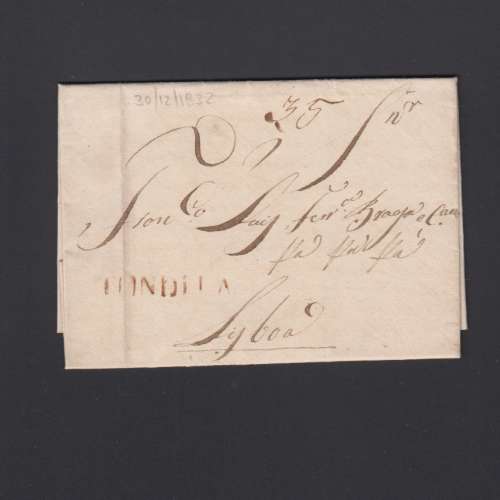 Pré-Filatélica circulada de Tondela para Lisboa datada 30-12-1832