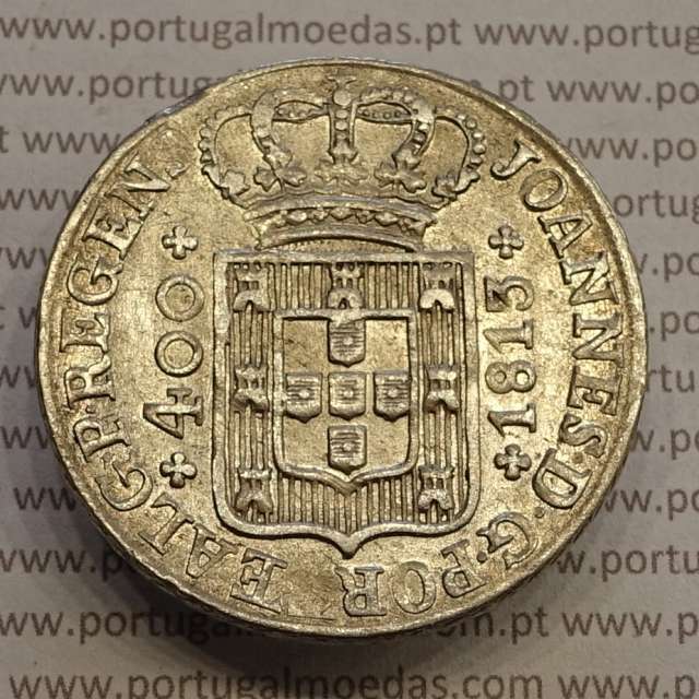 MOEDA CRUZADO NOVO PRATA (480 RÉIS) 1813 DIADEMA LOZANGO 4 PONTOS (BELA-) - D. JOÃO PRÍNCIPE REGENTE