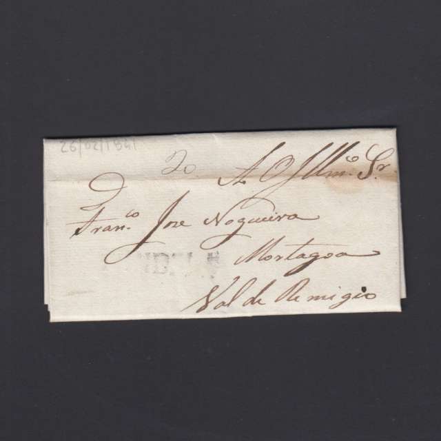 Pré-Filatélica circulada de Tondela para Vale de Remigio datada 26-02-1841